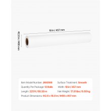 VEVOR Carta per Lettino Medico Rotoli Monouso Lisci Bianco 45,7 cm x 68,58 m
