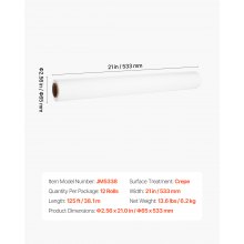 VEVOR Carta per Lettino Medico Rotoli Monouso Lisci Bianco 53,3 cm x 38,1 m