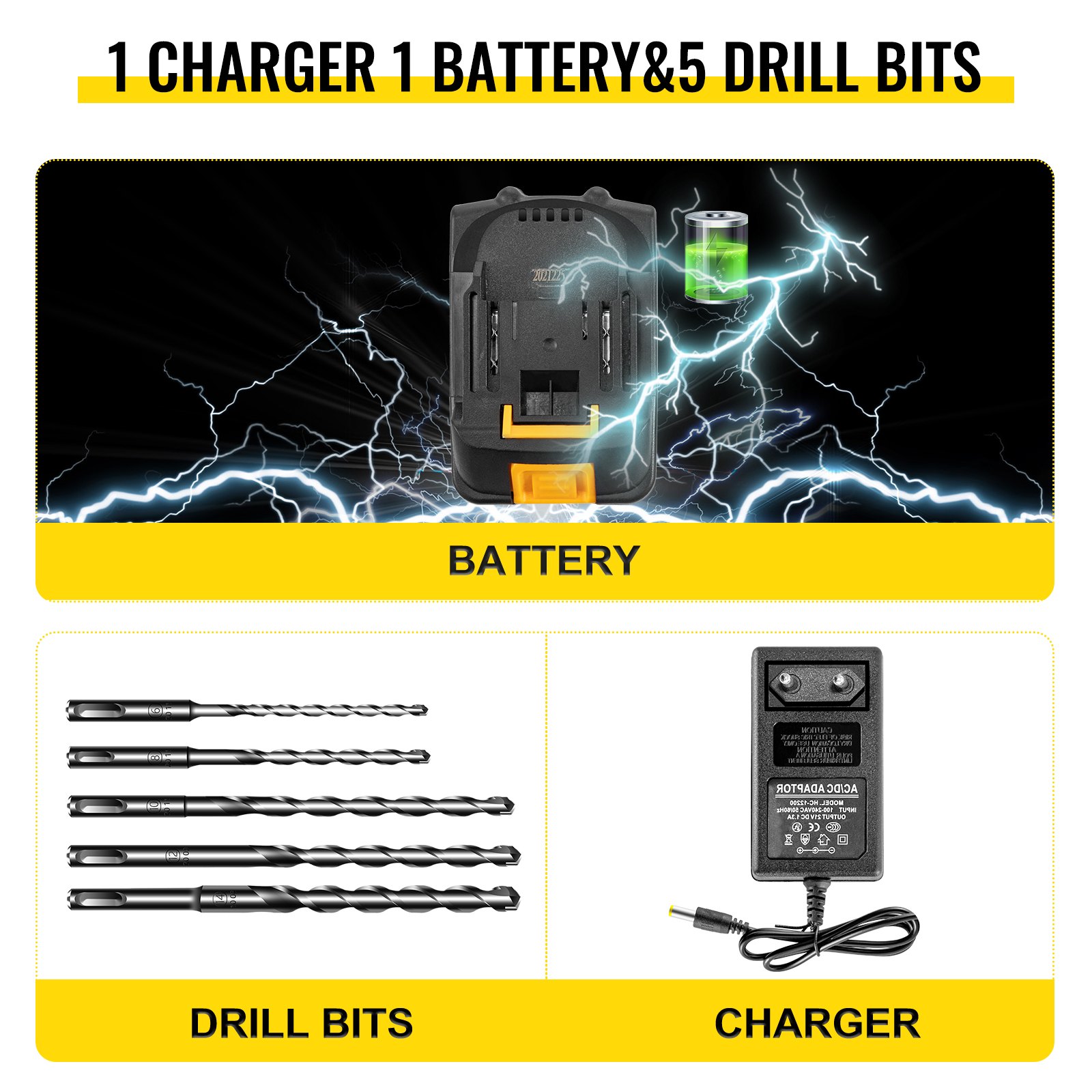 VEVOR Trapano Avvitatore Batteria a Percussione, 18V Avvitatore a Batteria, Velocità 900 giri/min Trapano Elettrico con Percussione, 450 bpm Trapano Avvitatore a Percussione Brushless, Colore Blu