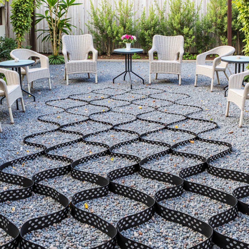 VEVOR Griglia di Ghiaia da Giardino Rete di Ghiaia Profondità 50 mm Spessore 1,5 mm 5200 x 2700 mm, Contenimento del Terreno Erboso, Griglia per Erbe Stabilizzazione, Giardino, Parco