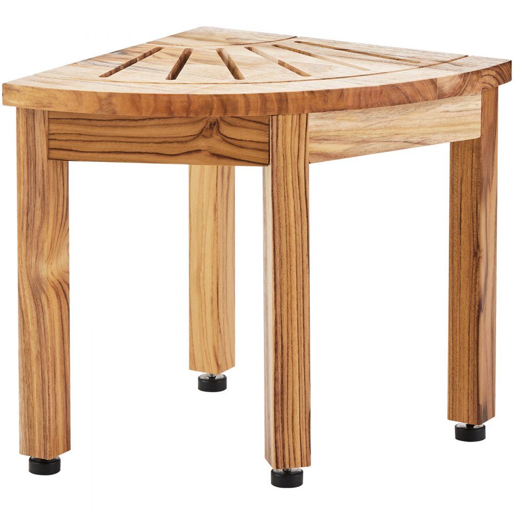 VEVOR Panca Doccia Angolare in Teak, Altezza 316mm Raggio 292mm, Doccia da Spiaggia Angolare di Teak, Resistente alla Muffa, 136kg con Ripiano, Sgabello da Doccia per Doccia Interna ed Esterna