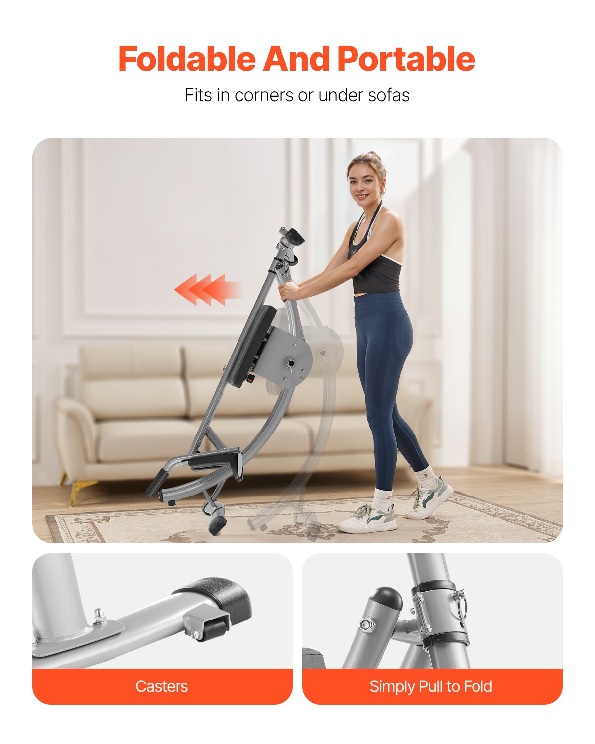 VEVOR Supporto per Allenamento AB, Attrezzatura per Addominale Core, Capacità 200 kg, Allenamento della Forza Ab Cruncher, Attrezzo Pieghevole Regolabile per Esercizi Fitness in Palestra a Casa