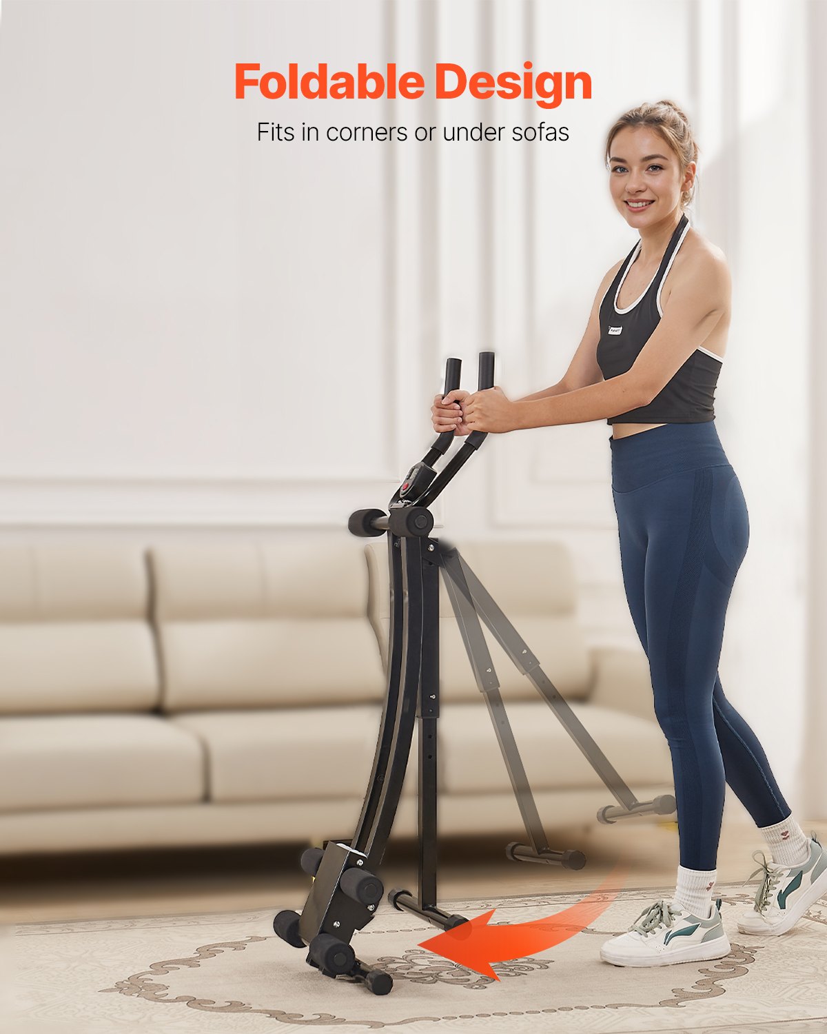 VEVOR AB Workout Machine, Attrezzatura per Core Allenamento Addominale, Capacità 200 kg, Allenamento della Forza Ab Cruncher, Attrezzo Pieghevole Regolabile per Esercizi Fitness in Palestra a Casa