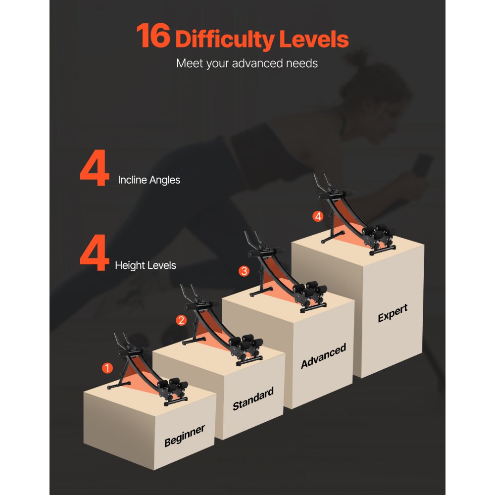 VEVOR AB Workout Machine, Attrezzatura per Core Allenamento Addominale a Doppio Binario , Capacità 200 kg, Allenamento Forza Ab Cruncher, Attrezzo Pieghevole Regolabile per Palestra Esercizi Fitness