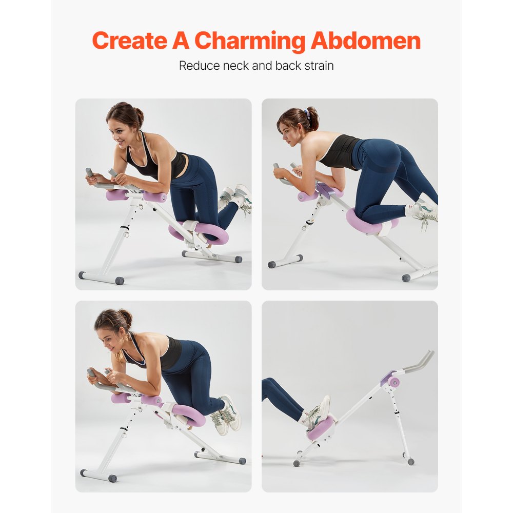 VEVOR AB Workout Machine, Attrezzatura per Allenamento Addominale Core, Capacità 150 kg, Allenamento della Forza Ab Cruncher, Attrezzo Pieghevole Regolabile per Esercizi Fitness in Palestra a Casa