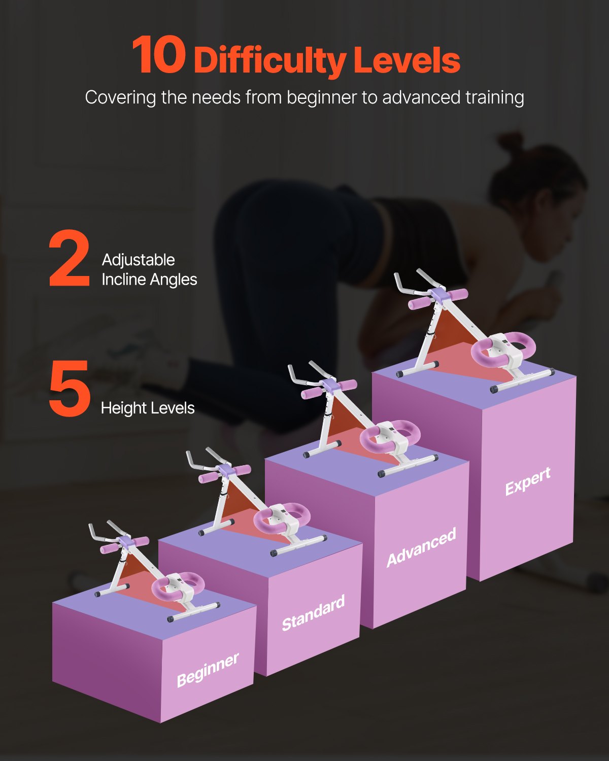 VEVOR AB Workout Machine, Attrezzatura per Allenamento Addominale Core, Capacità 150 kg, Allenamento della Forza Ab Cruncher, Attrezzo Pieghevole Regolabile per Esercizi Fitness in Palestra a Casa