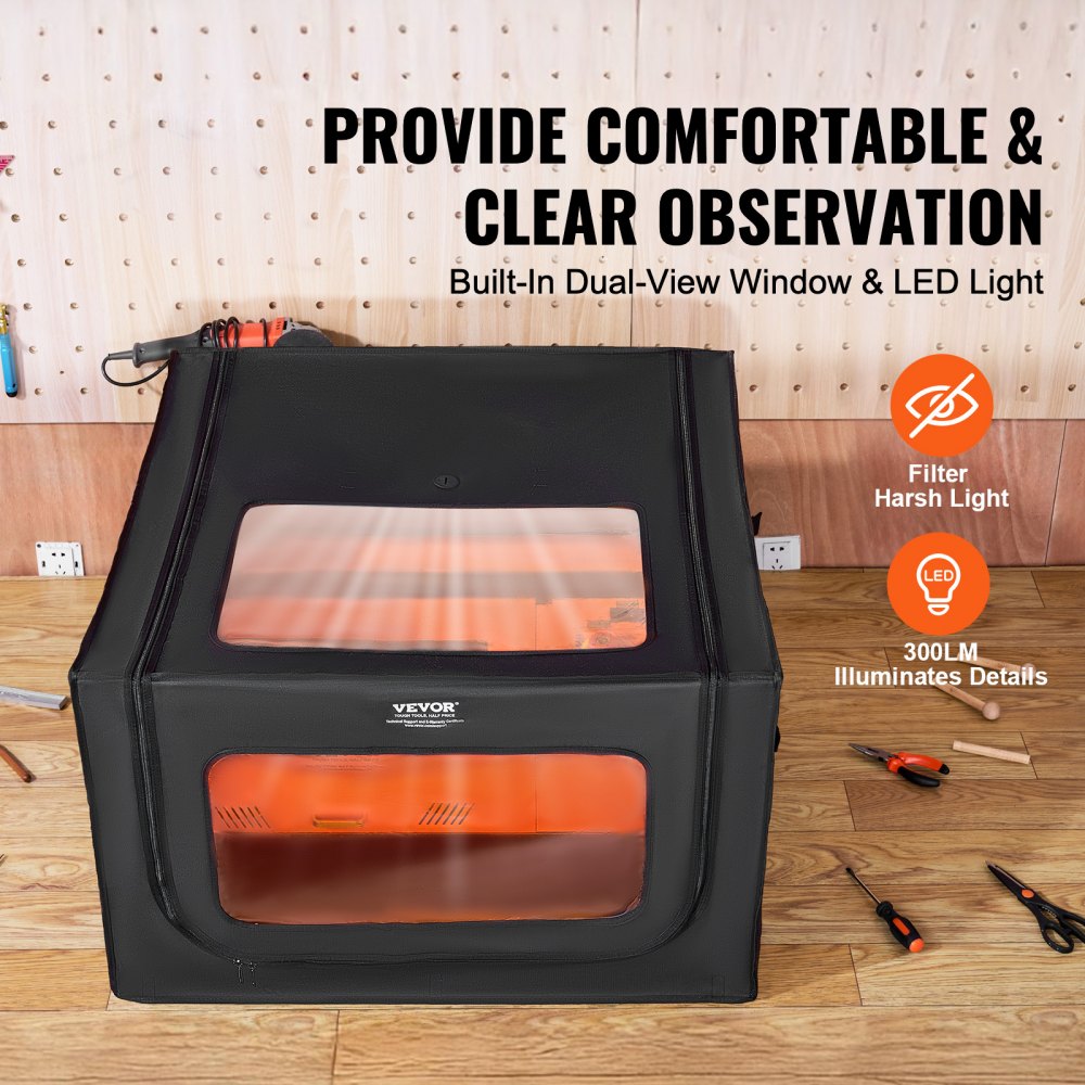 VEVOR Laser Engraver Enclosure, 80x80x50cm, Laser Enclosure, Two-Way Viewing, Flame-Retardant and Fireproof Protective Case, with Exhaust Fan and Pipe, Isolates Smoke and Noise and Protects the Eyes