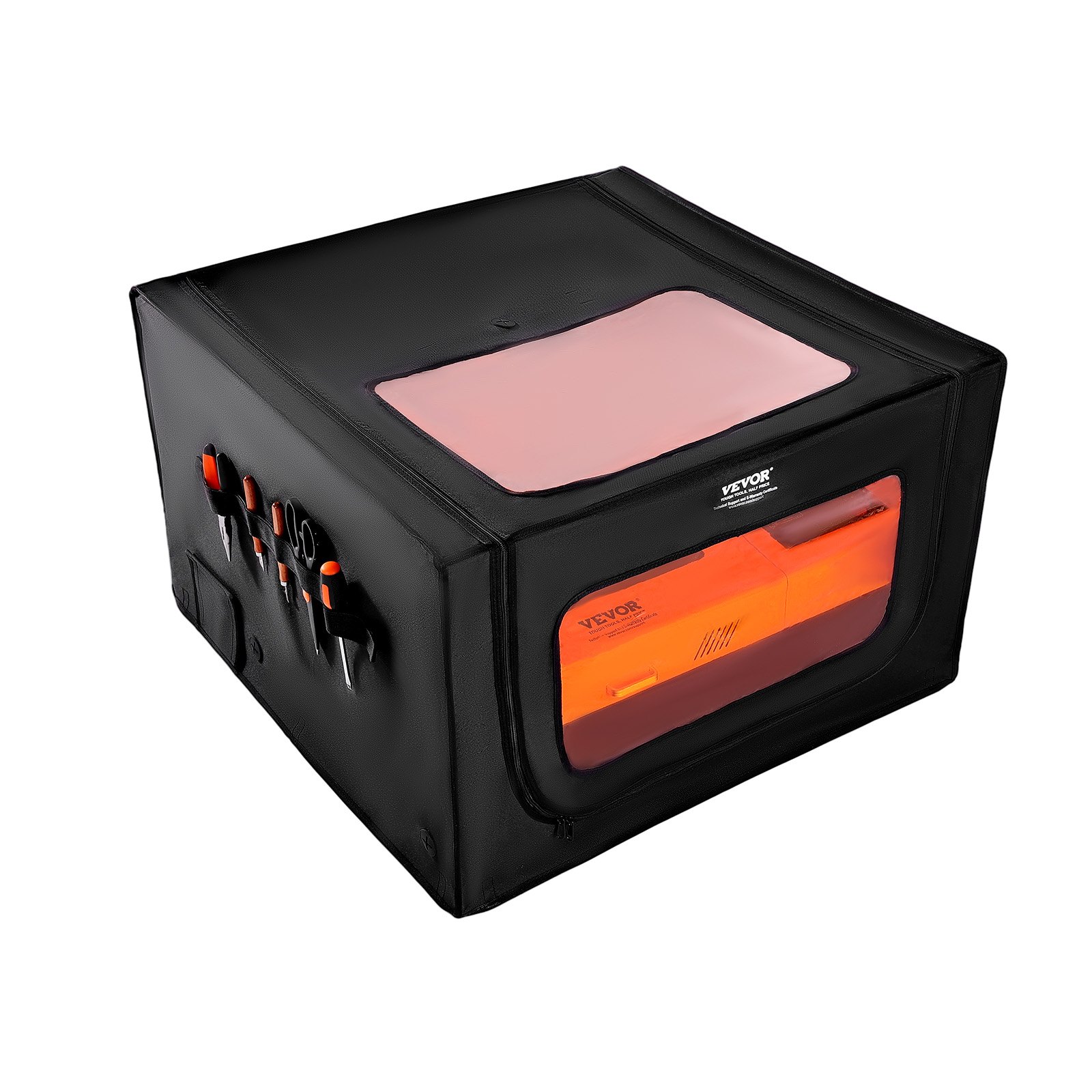 VEVOR Laser Engraver Enclosure, 80x80x50cm, Laser Enclosure, Two-Way Viewing, Flame-Retardant and Fireproof Protective Case, with Exhaust Fan and Pipe, Isolates Smoke and Noise and Protects the Eyes