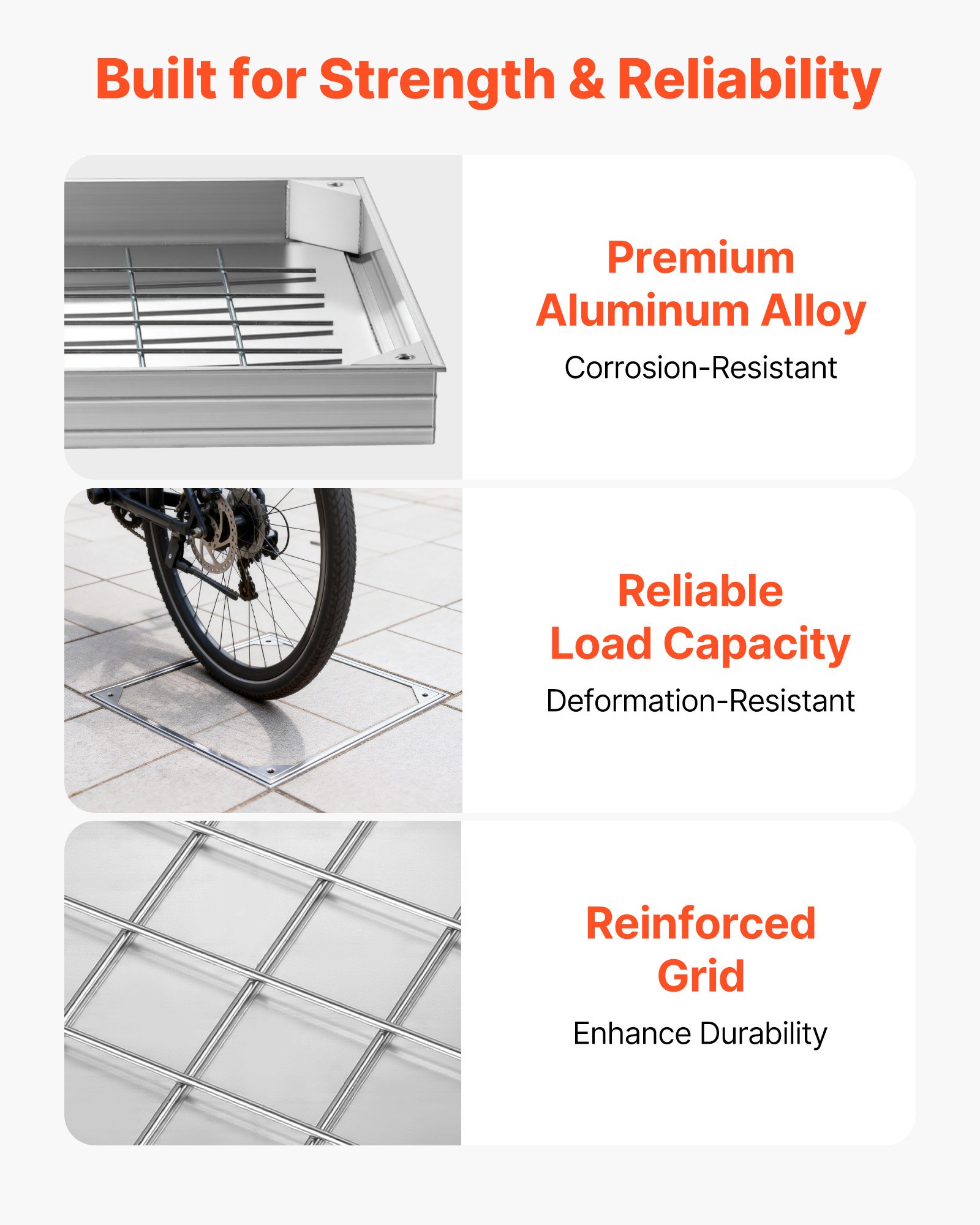 VEVOR Manhole Cover with Frame, 500 x 500mm Invisible Recessed Septic Tank Access Covers, Aluminum Alloy Embedded Drain Channel Inspection Cover for Pavements Gardens Patios