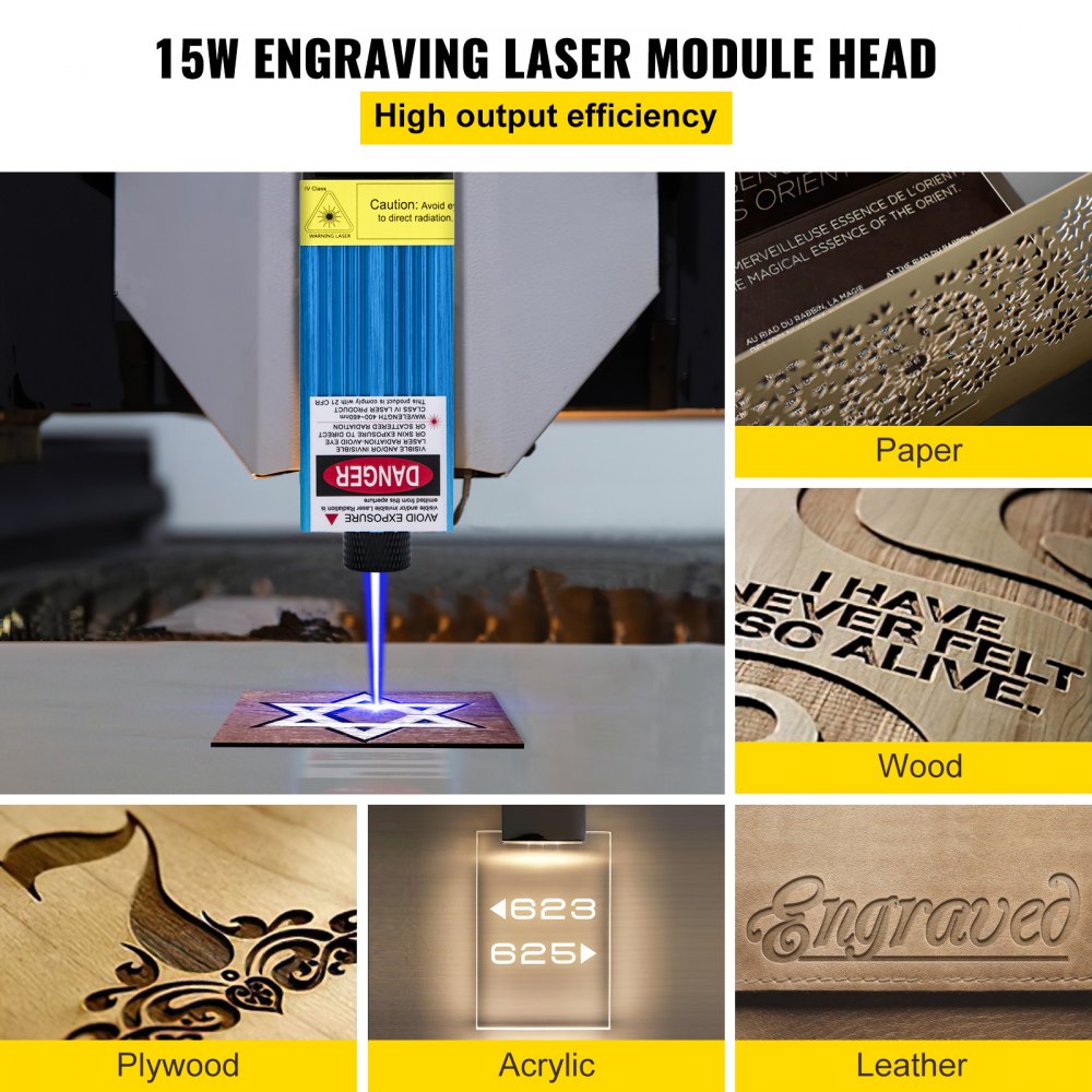 VEVOR VEVOR Modulo di Laser per Incisione, Potenza 5500 mW XTS15W Testa Laser  CNC Tensione 12V CC, Lunghezza d'Onda 450nm Testa Laser per Incisione per L' Incisione, Il Taglio, L'Incisione e La Foratura