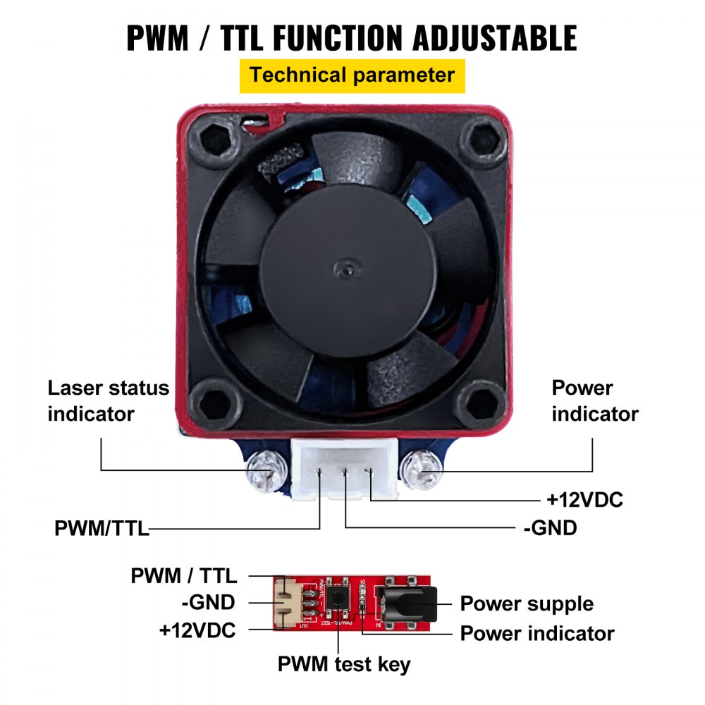 VEVOR Modulo di Laser, 5.5 W Blu XSS05 Laser Modulo Testa per Incisione, Tensione 12 V DC, Lunghezza da 445 nm a 455 nm Testa Laser per Incisione per L'Incisione, Il Taglio, L'Incisione e La Foratura
