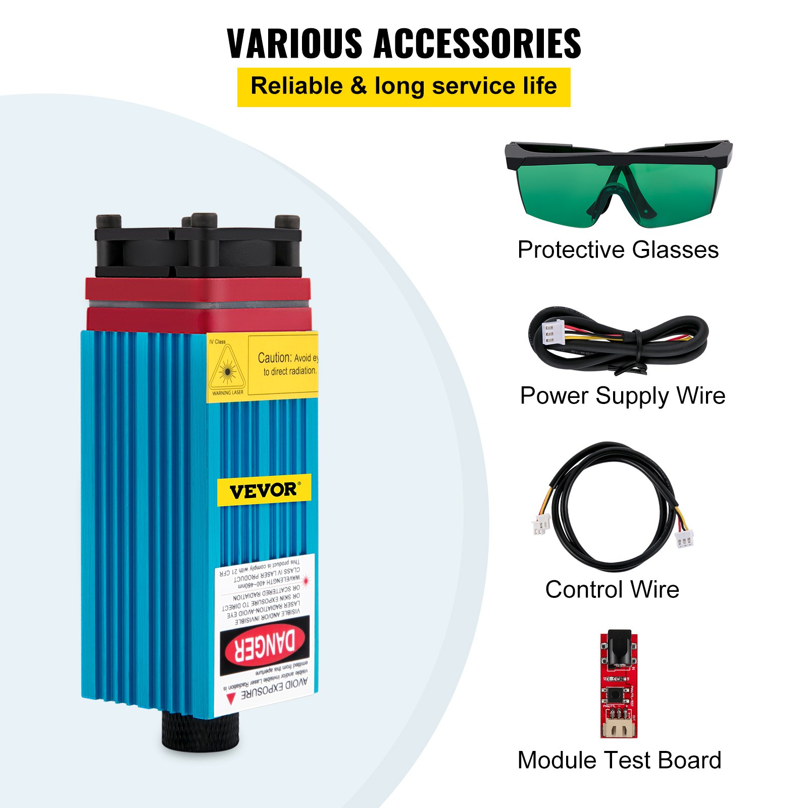 VEVOR Modulo di Laser, 5.5 W Blu XSS05 Laser Modulo Testa per Incisione, Tensione 12 V DC, Lunghezza da 445 nm a 455 nm Testa Laser per Incisione per L'Incisione, Il Taglio, L'Incisione e La Foratura