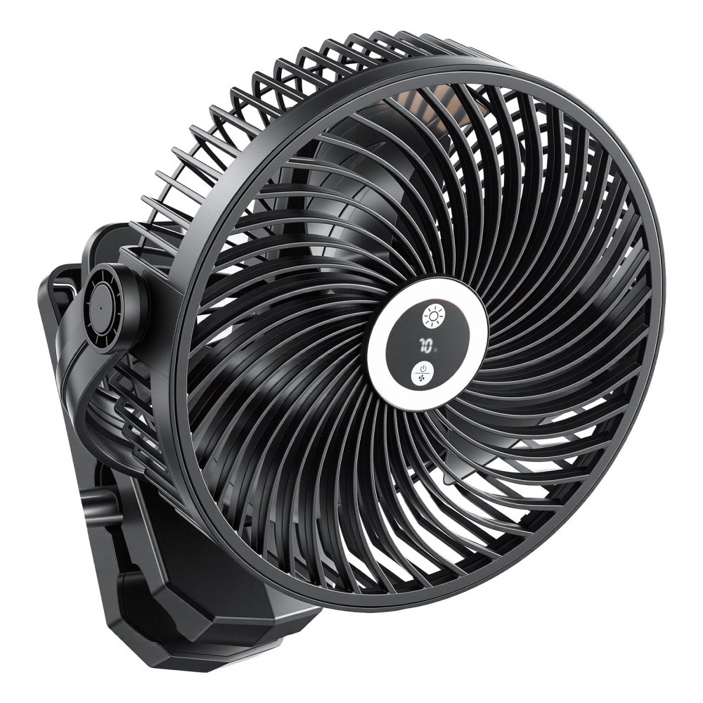 VEVOR Ventilatore Portatile a Clip, Ventilatore da Tavolo con Clip, Ricaricabile con Porta USB e Luce, 3 Velocità e Modalità di Circolazione, Flusso d'Aria Potente, Morsetto Robusto, per Campeggio