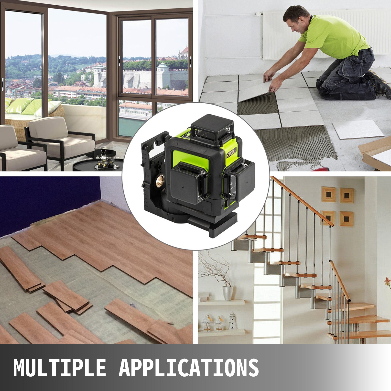 VEVOR 12 Linee Autolivellante 903CG, Kit di Livello Laser Autolivellante, Kit Laser Rotante Orizzontale e Verticale Rotante a 360°, per Architettura, Costruzioni Edili, Installazione di Attrezzature