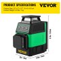 VEVOR Livella Laser Verde Incrociate a 2 Linee Livella Materiale in ABS a 360° con Modalità Manuale, Uso per Decorazione Domestica, Falegnameria di Mobili, Piastrellatura di Pareti e Pavimenti, ecc.