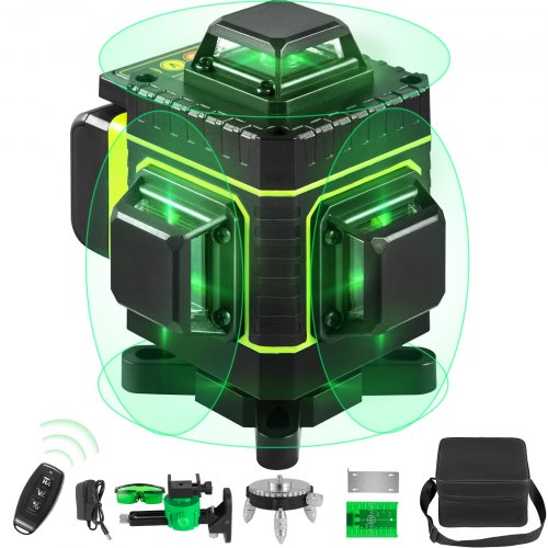 VEVOR Macchinetta di Livelli Laser a Croce 4x360° 16 Linee Livello Laser Autolivellante con Base di Treppiede Vari Accessori per Decorazione Falegnameria di Mobili Piastrellatura di Pareti/Pavimenti