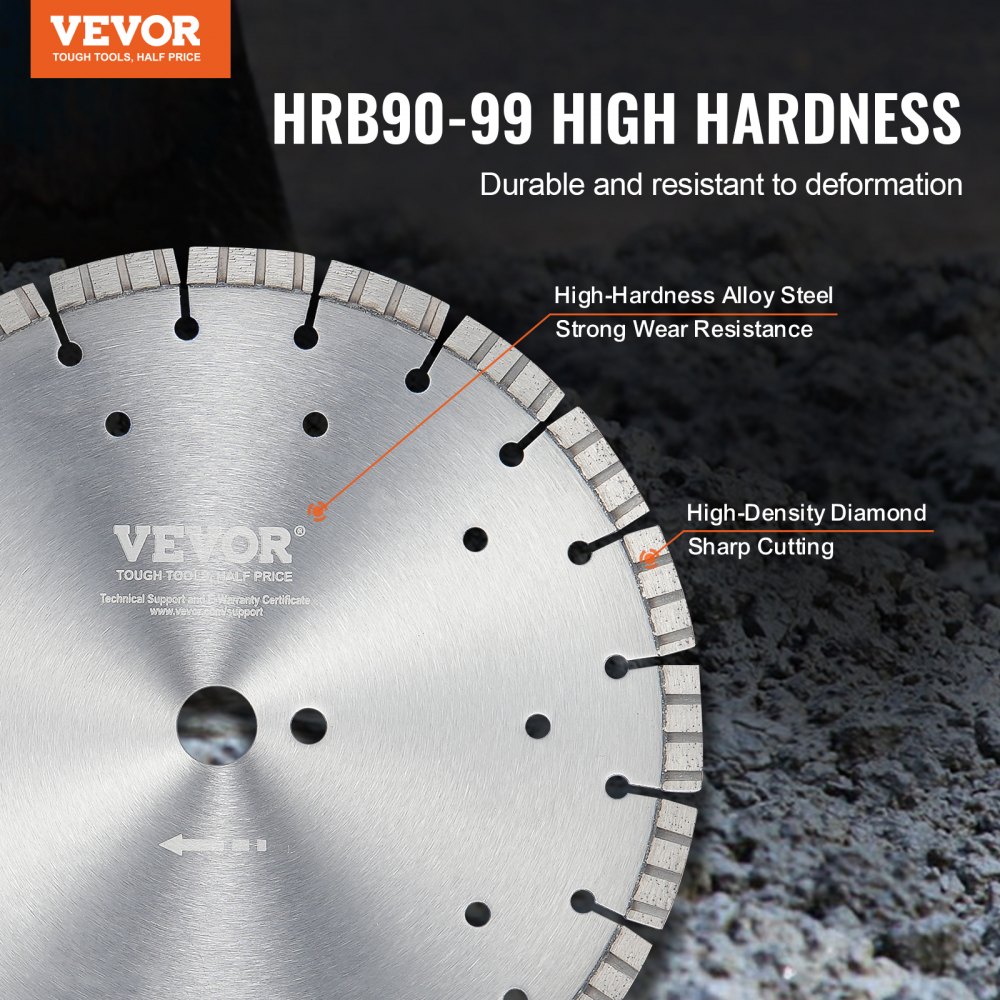 VEVOR Diamond Saw Blade, 12 inch/300 mm Concrete Saw Blade for Wet or Dry Work, 0.47 inch/12 mm Wavy Teeth, Diamond Segment Saw Blade, Universal Center Hole Diameter 1 inch/25.4 mm, for Concrete, Cement Slabs, Tiles, Bricks