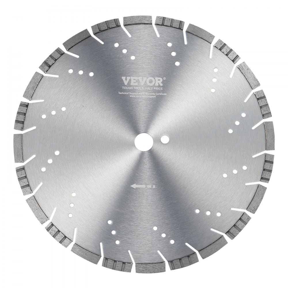 VEVOR Lama per troncatrice diamantata, Lama per calcestruzzo 350 mm per lavori a secco o a umido, Lama a segmenti diamantati 12 mm con denti inclinati, Diametro foro centrale universale 25,4 mm