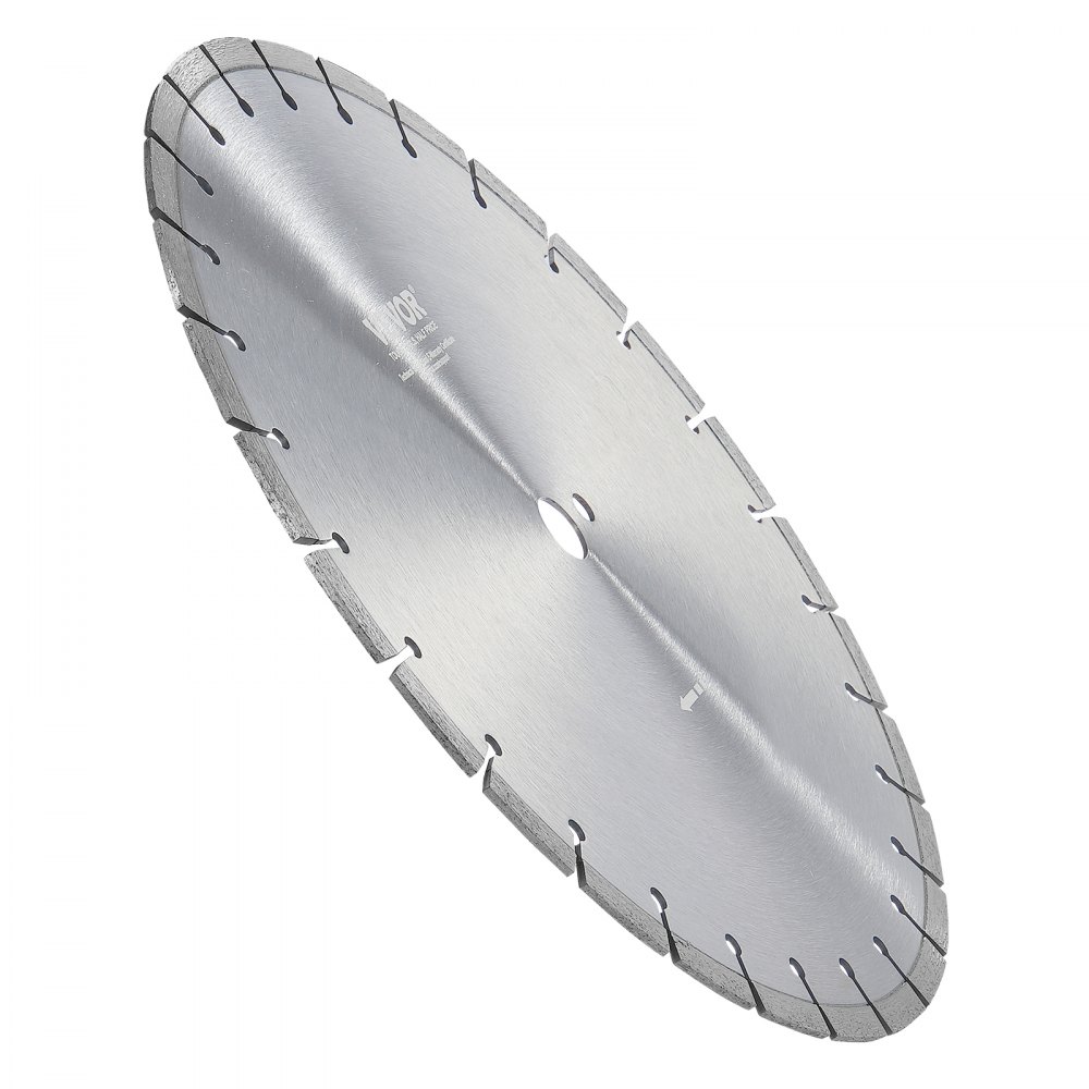 VEVOR Lama per troncatrice diamantata lama per cemento da 40 cm per lavori a secco o a umido, Lama per troncatrice a segmenti diamantati da 12 mm con denti piatti, diametro del foro centrale 25,4 mm