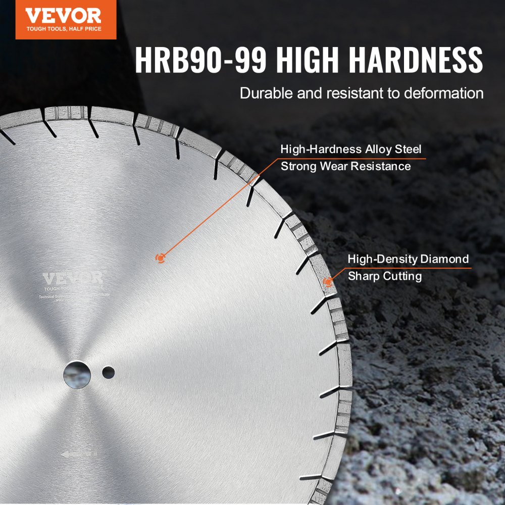 VEVOR Diamond Saw Blade, Concrete Saw Blade, 50 cm, for wet or dry work, 12 mm diamond segment saw blade with angled teeth, center hole diameter 25.4 mm, for concrete, cement slabs, tiles, bricks
