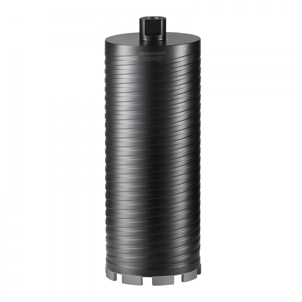 VEVOR Diamond Core Drill Bit, 108 mm Wet/Dry Diamond Core Drill Bit for Bricks and Blocks, Concrete Core Drill Bit with Guide Drill and Saw Blade, 241.3 mm Drilling Depth, 5/8 Inch-11 Internal Thread