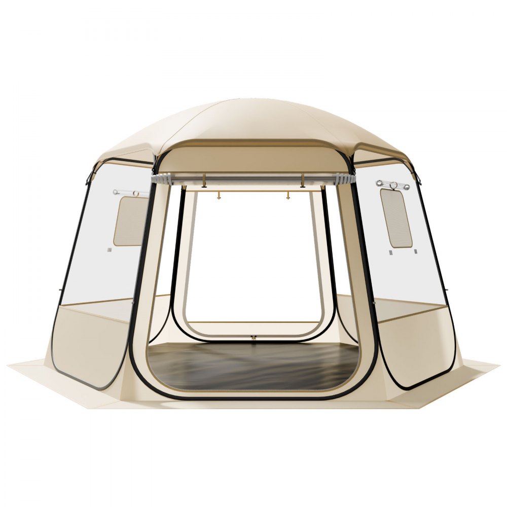 VEVOR Tenda a Cupola Pop-Up,  336 x 305 x 220 cm, Impermeabile e Resistente ai Raggi UV, Tenda da Campeggio Trasparente, con Finestre, Vista Panoramica a 540°, per 8 a 10 Persone, Patio, Cortile