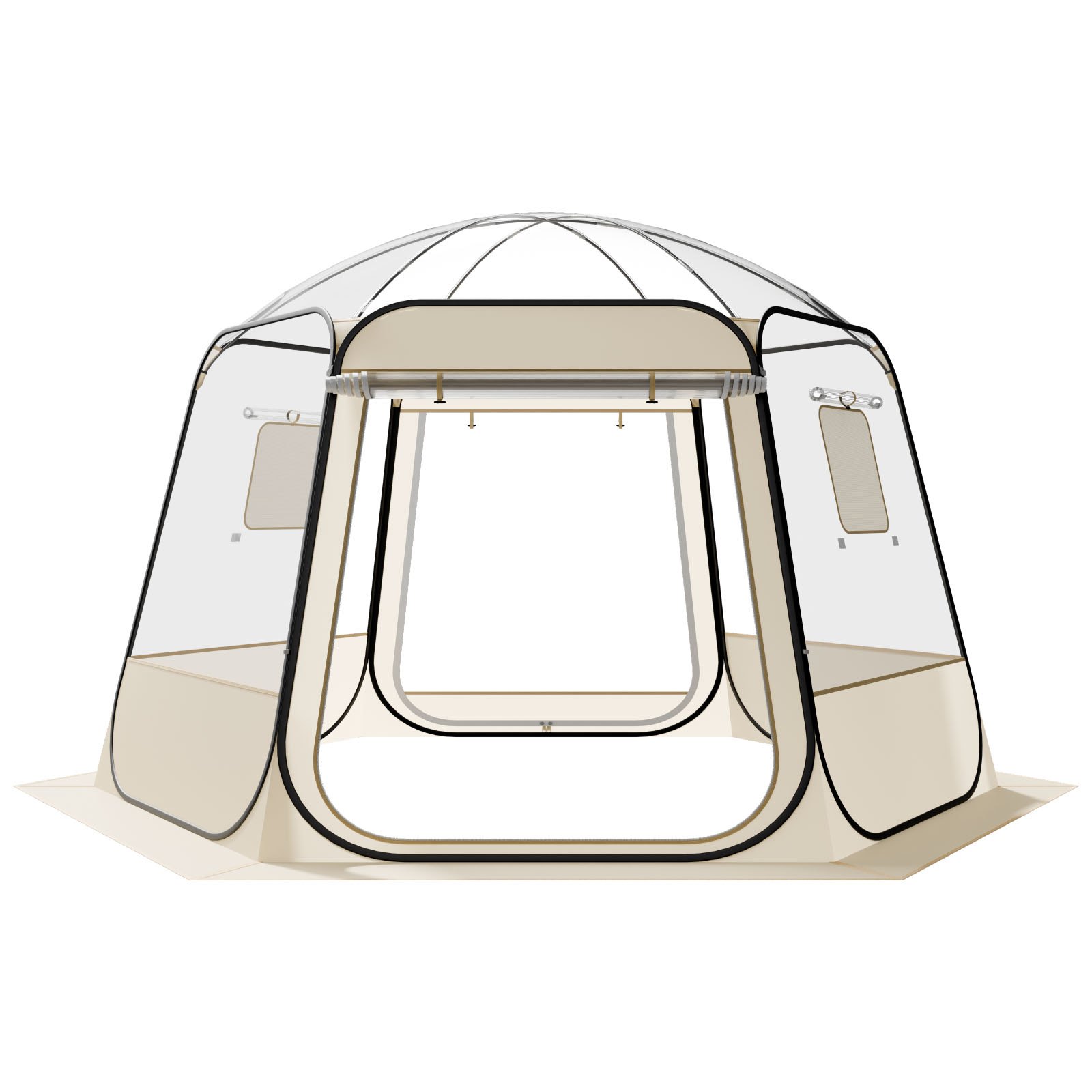 VEVOR Tenda a Cupola Pop-Up,  336 x 305 x 220 cm, Impermeabile e Resistente ai Raggi UV, Tenda da Campeggio Trasparente, con Finestre, Vista Panoramica a 540°, per 8 a 10 Persone, Patio, Cortile
