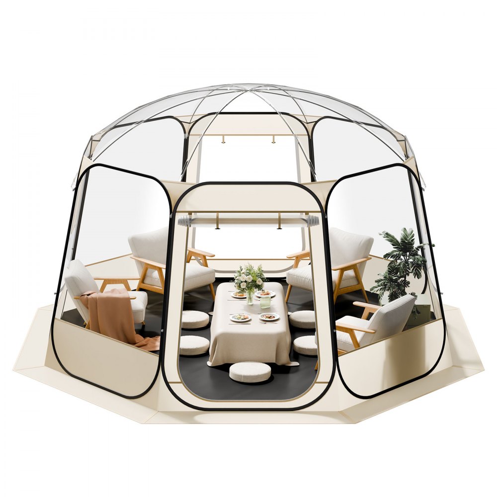 VEVOR Pop up Bubble Tent, 3.36 x 3.45 m Waterproof & UV-Resistant, Clear Camping Tent Shelter, Outdoor Garden Dome Igloo Tents with Windows, 540° Panoramic View, for 10-12 Persons Patio Backyard