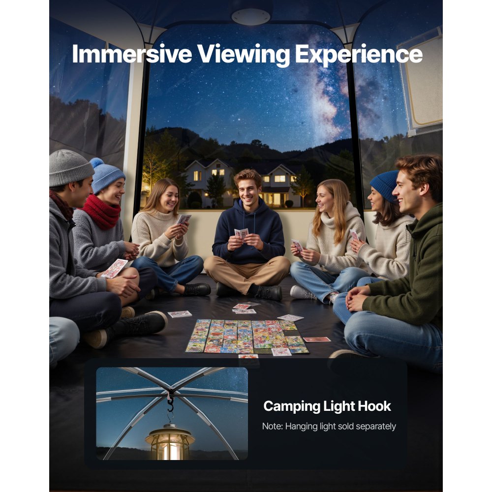 VEVOR Tenda a Cupola Pop-Up,  458 x 432 x 230 cm, Impermeabile e Resistente ai Raggi UV, Tenda da Campeggio Trasparente, con Finestre, Vista Panoramica a 540°, per 12 a 15 Persone, Patio, Cortile