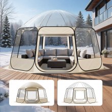 VEVOR Tenda a Cupola Pop-Up,  458 x 432 x 230 cm, Impermeabile e Resistente ai Raggi UV, Tenda da Campeggio Trasparente, con Finestre, Vista Panoramica a 540°, per 12 a 15 Persone, Patio, Cortile