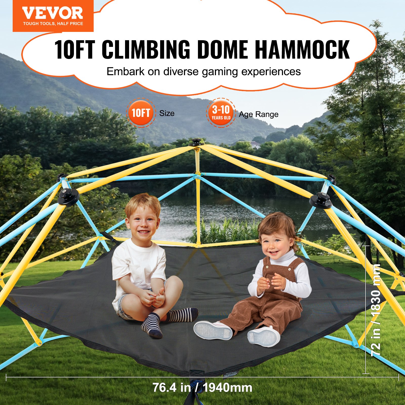 VEVOR Amaca per cupola arrampicata, accessorio per cupola da arrampicata, amaca da cupola da arrampicata adatta per l'arrampicata su cupola 3,05m, portante 158 kg