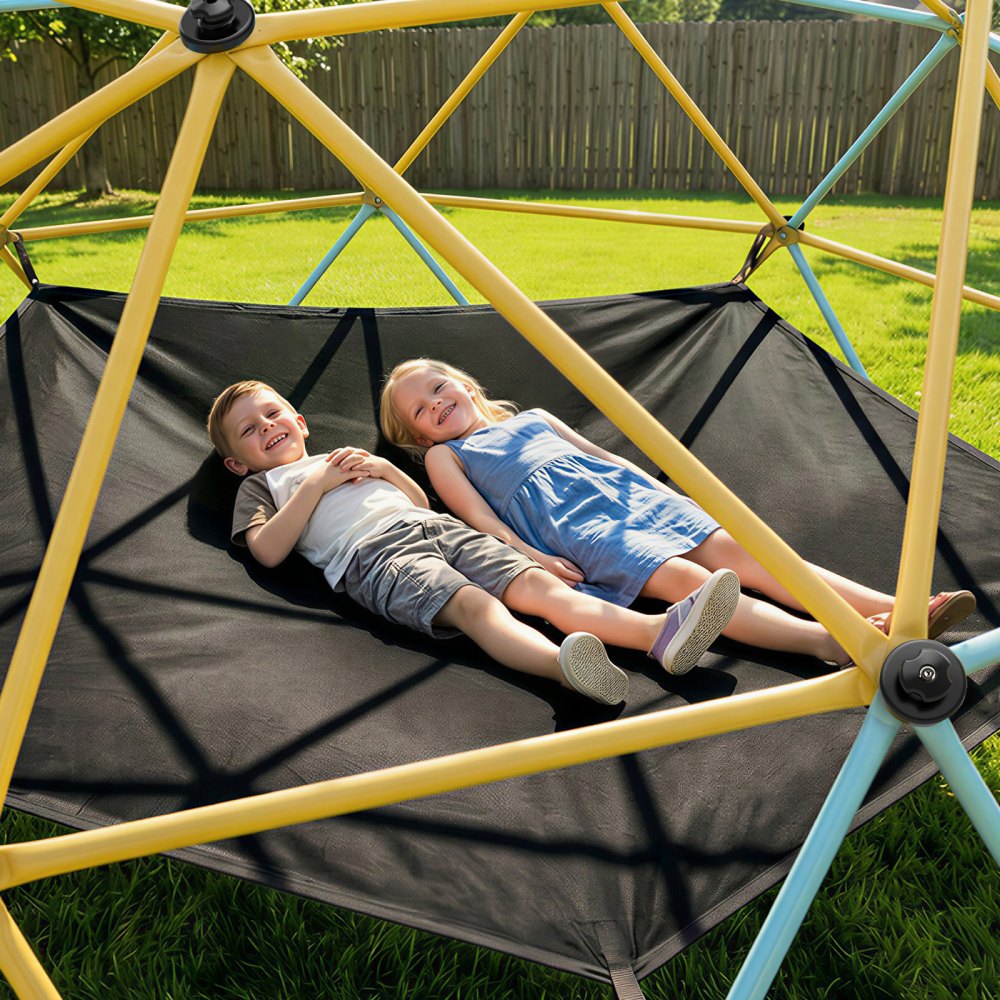 VEVOR Climbing Dome, 10FT Geometric Dome Climber with Hammock and Swing, for Kids 3 to 10 Years Old, Jungle Gym Supports 750LBS and Easy Assembly, with Climbing Grip, Outdoor Backyard Play Equipment