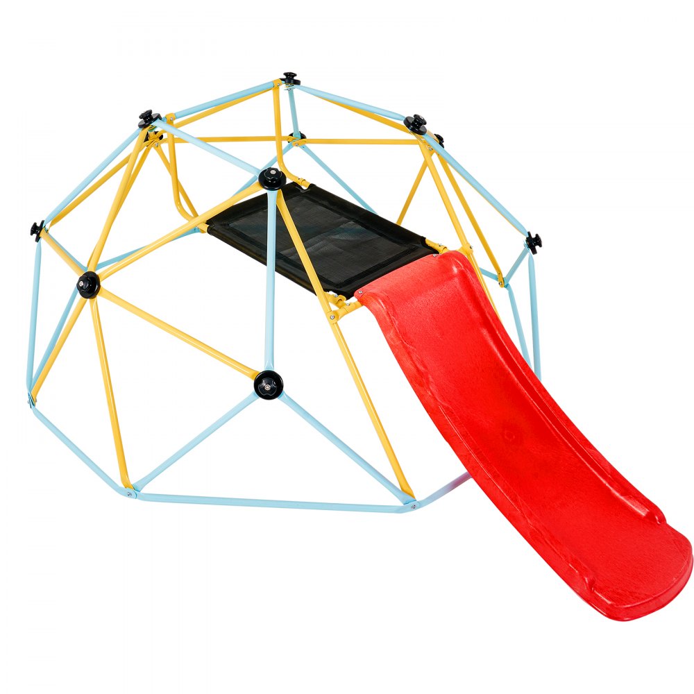 VEVOR Cupola da Arrampicata Geometrica per Bambini da 3 a 9 Anni, Arrampicatoio a Cupola 244 cm con Scivolo, Supporta 272 kg, con Maniglia da Arrampicata, Parco Giochi per Interni ed Esterni,