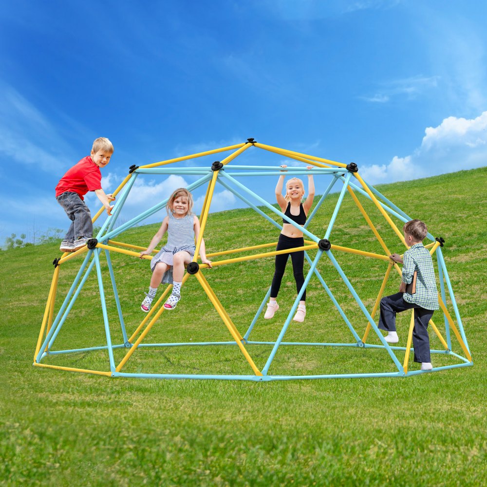 VEVOR Cupola da Arrampicata Geometrica per Bambini da 3 a 10 Anni, Arrampicatoio a Cupola 366 cm, Supporta 340 kg, con Maniglia da Arrampicata, Parco Giochi all'Aperto, Cortile, Giardino