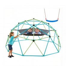VEVOR Struttura da Arrampicata Geometrica a Cupola Larghezza 305 cm con Altalena e Amaca, Capacità di Carico 453 kg, Attrezzatura da Arrampicata per Bambini dai 3 ai 10 Anni, Parco Giochi Giardino