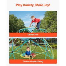 VEVOR Struttura da Arrampicata Geometrica a Cupola Larghezza 305 cm con Amaca, Carico 453 kg, Attrezzatura da Arrampicata per Bambini dai 3 ai 10 Anni, Parco Giochi Giardino Esercizio da Esterno