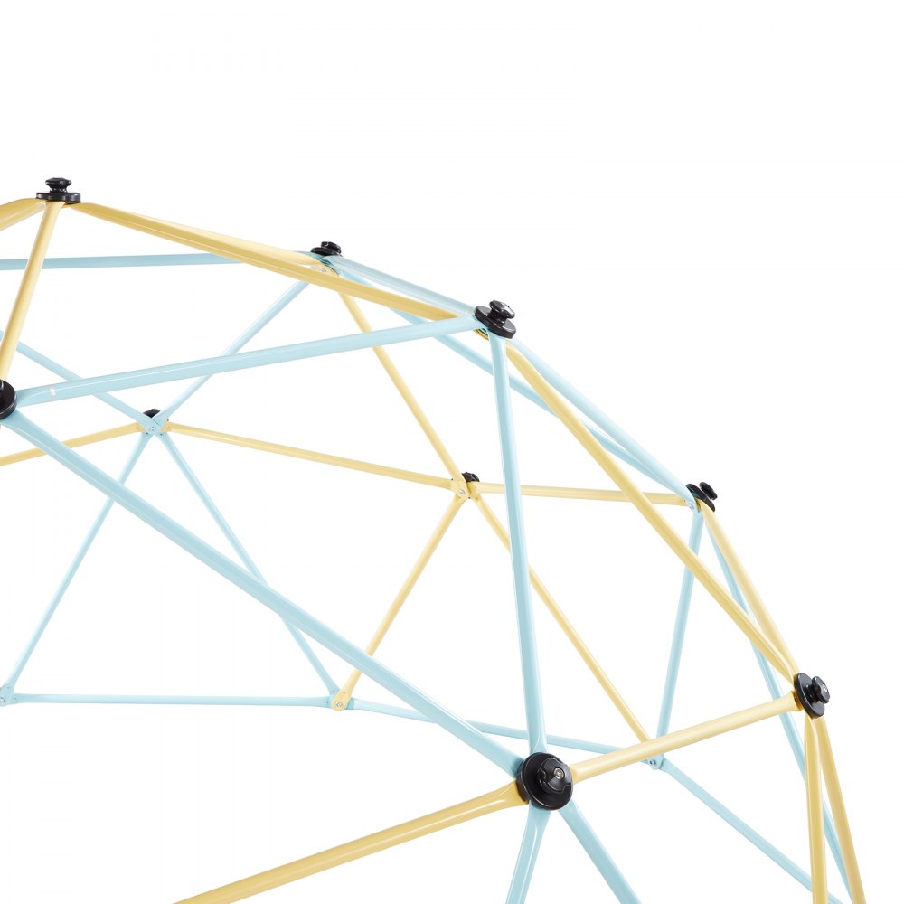 VEVOR Struttura da Arrampicata Geometrica con Cupola da Arrampicata e Rete (305 cm), Capacità di Carico 453 kg, Attrezzatura da Arrampicata per Bambini dai 3 ai 10 Anni, Parco Giochi, Blu Giallo