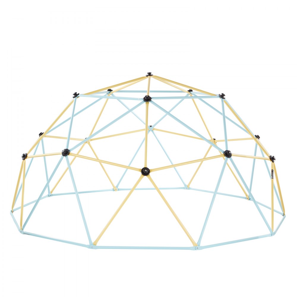 VEVOR Struttura da Arrampicata Geometrica con Cupola da Arrampicata e Rete (305 cm), Capacità di Carico 453 kg, Attrezzatura da Arrampicata per Bambini dai 3 ai 10 Anni, Parco Giochi, Blu Giallo