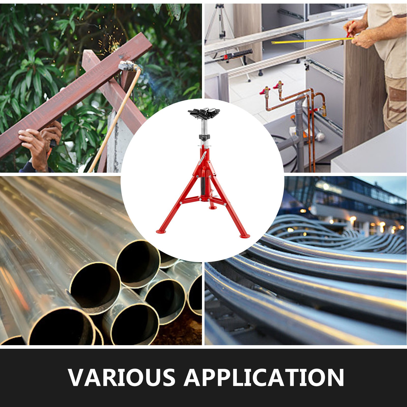 Cavalletto Idraulico Portatubo Sollevatore 60 - 108 Cm 2t Testa A V Con 4 Sfere