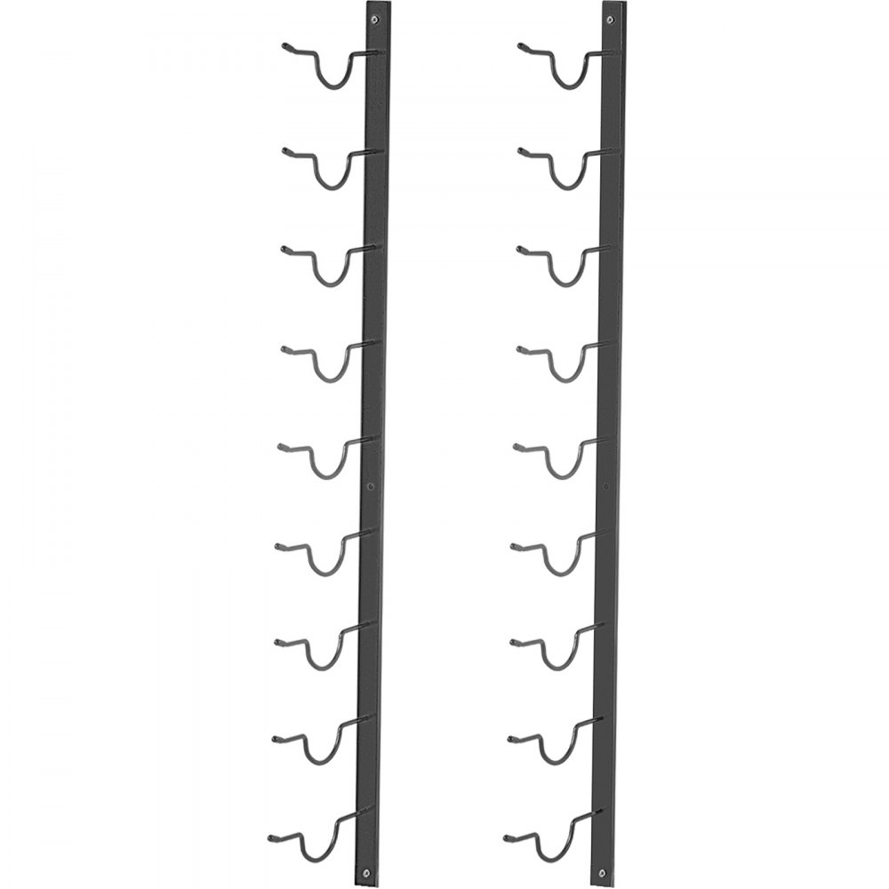VEVOR GBZJ-F9 Portabottiglie di Vino da Parete, 900 x 150 x 25 mm Scaffale Portabottiglie a Parete in Acciaio Q235, Scaffale Portabottiglie di Vino da 9 Bottiglie, 2,3 kg Porta Vino da Parete di Nero