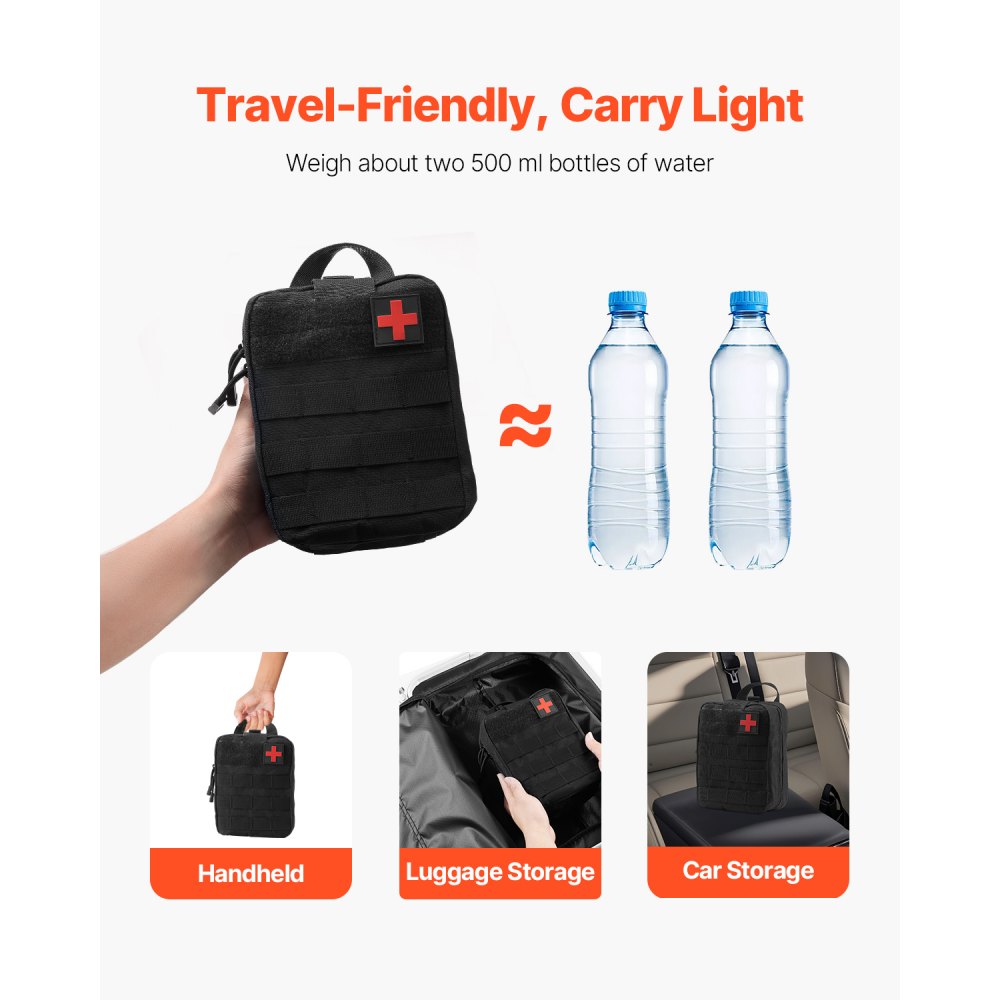 VEVOR First Aid Kit, 250-piece, 600D Nylon, Trauma First Aid Bag, Survival Equipment & Supplies, Emergency Kits, for Camping, Boating, Earthquakes, Hiking, Hunting & Outdoor Adventures