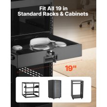 VEVOR Cassetto per Montaggio su Rack 2U, Capacità di Carico di 22,68 kg, Cassetto Bloccabile Scorrevole con Serratura e Fori per Cavi, per Armadio AV per Apparecchiature di Rete da 482 mm