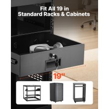 VEVOR Cassetto per Montaggio su Rack 3U, Capacità di Carico di 22,68 kg, Cassetto Bloccabile Scorrevole con Serratura e Fori per Cavi, per Armadio AV per Apparecchiature di Rete da 482 mm