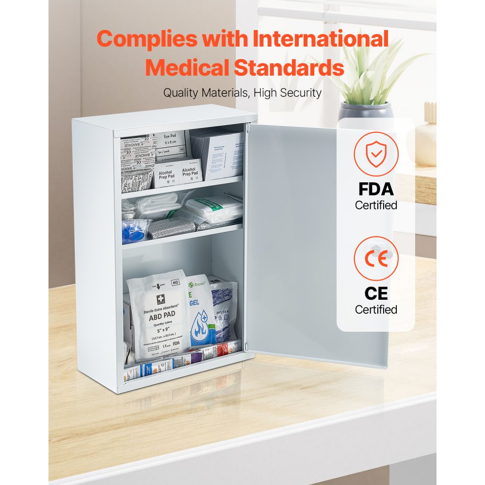 VEVOR First Aid Cabinet with 3 Shelves, 1000-Piece Medicine Cabinet Set, Wall-Mounted Medicine Cabinet, OSHA & ANSI 2015 (Class A), Metal Emergency Medicine Box, for Business and Construction Sites