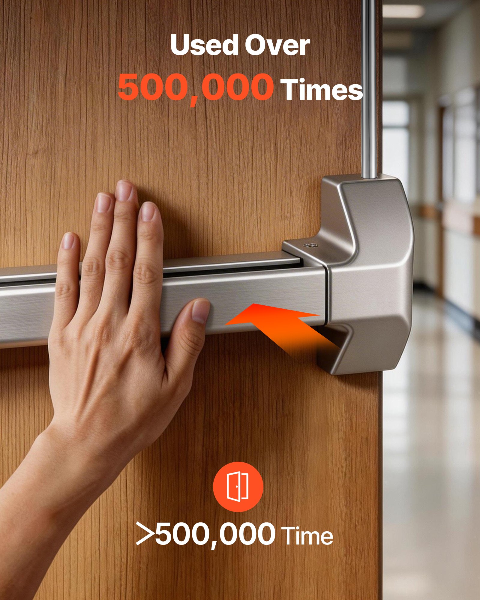 VEVOR Dispositivo Antipanico con Barra di Spinta Commerciale in Acciaio Inox da 711 mm per Porte di Uscita, Ferramenta di Emergenza Asta Superiore Verticale e Adesivo, per Porte in Legno o Metallo