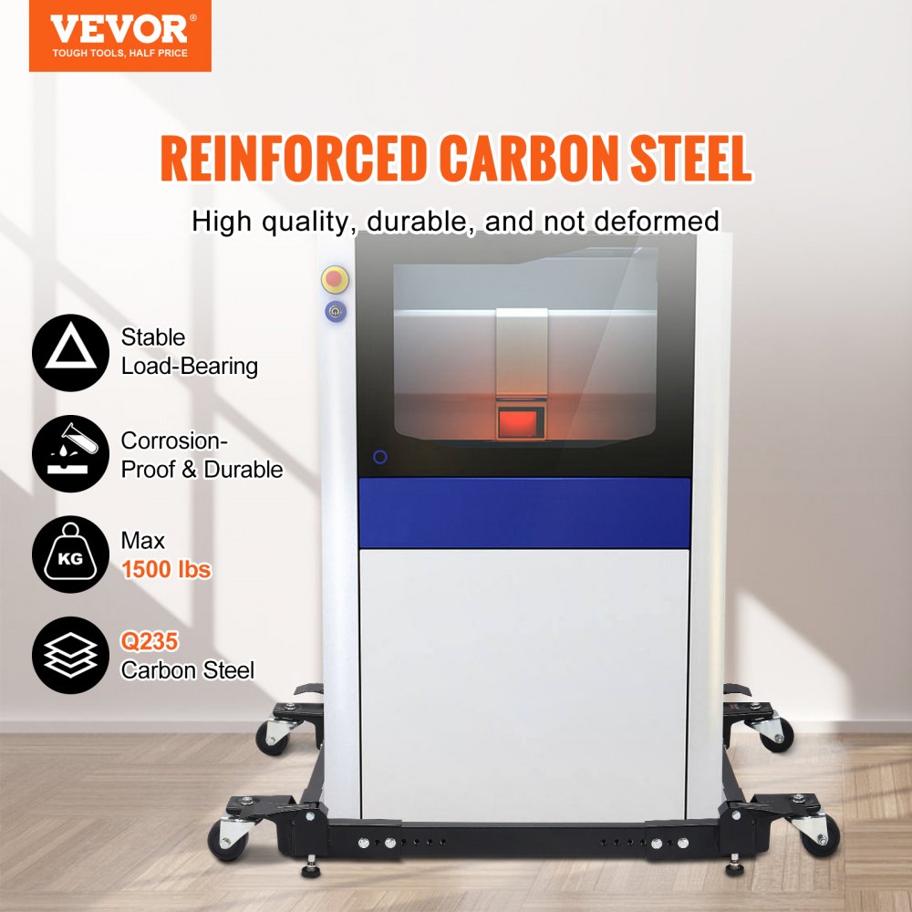 VEVOR Base Mobile per Carico Pesante 680,3 kg, Supporto Universale con Rotelle Regolabile da 508x622,3 mm a 711x850 mm, Ruote Girevoli, Base per Attrezzature Lavorazione Legno Lavatrice