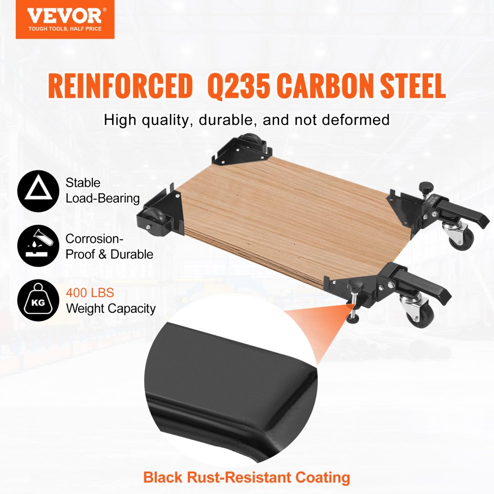 VEVOR Kit di Base Mobile per Carico Pesante 181,4 kg, Supporto Universale con Rotelle 241,3x241,3 mm, Ruote Girevoli, Attrezzi per Base per Attrezzature Lavorazione Legno Lavatrice Mobili Pesanti