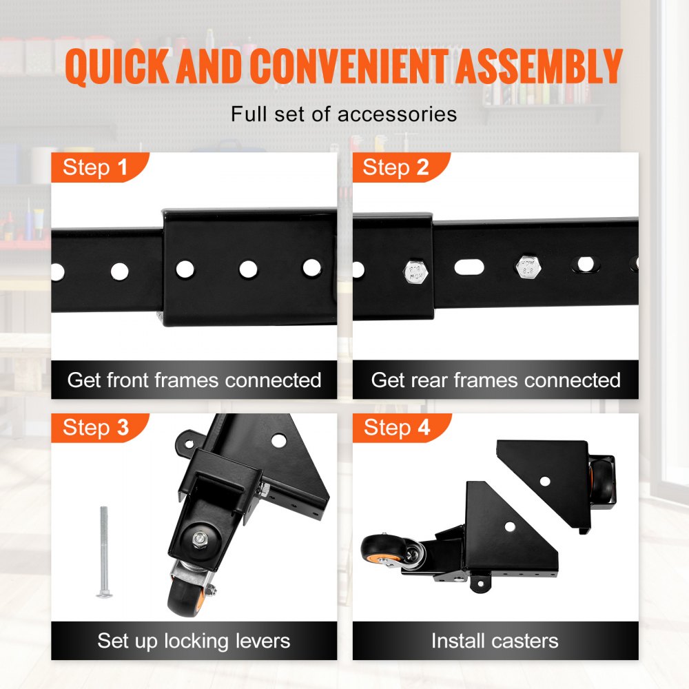 VEVOR Kit di Base Mobile per Carico Pesante 295,5 kg, Supporto Universale con Rotelle Regolabile da 304x304 mm a 914x914 mm, Ruote Girevoli, Base per Attrezzature Lavorazione Legno Lavatrice