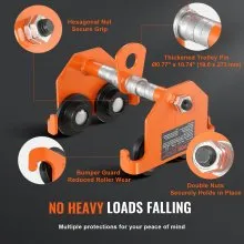 VEVOR Carrello di Sollevamento Capacità Carico max. 0,5 Tonnellate, Carrello Trave di Spinta Larghezza Regolabile 63,5-203,2mm, Carrello di Sollevamento per Garage Officina in Acciaio Legato Travi I