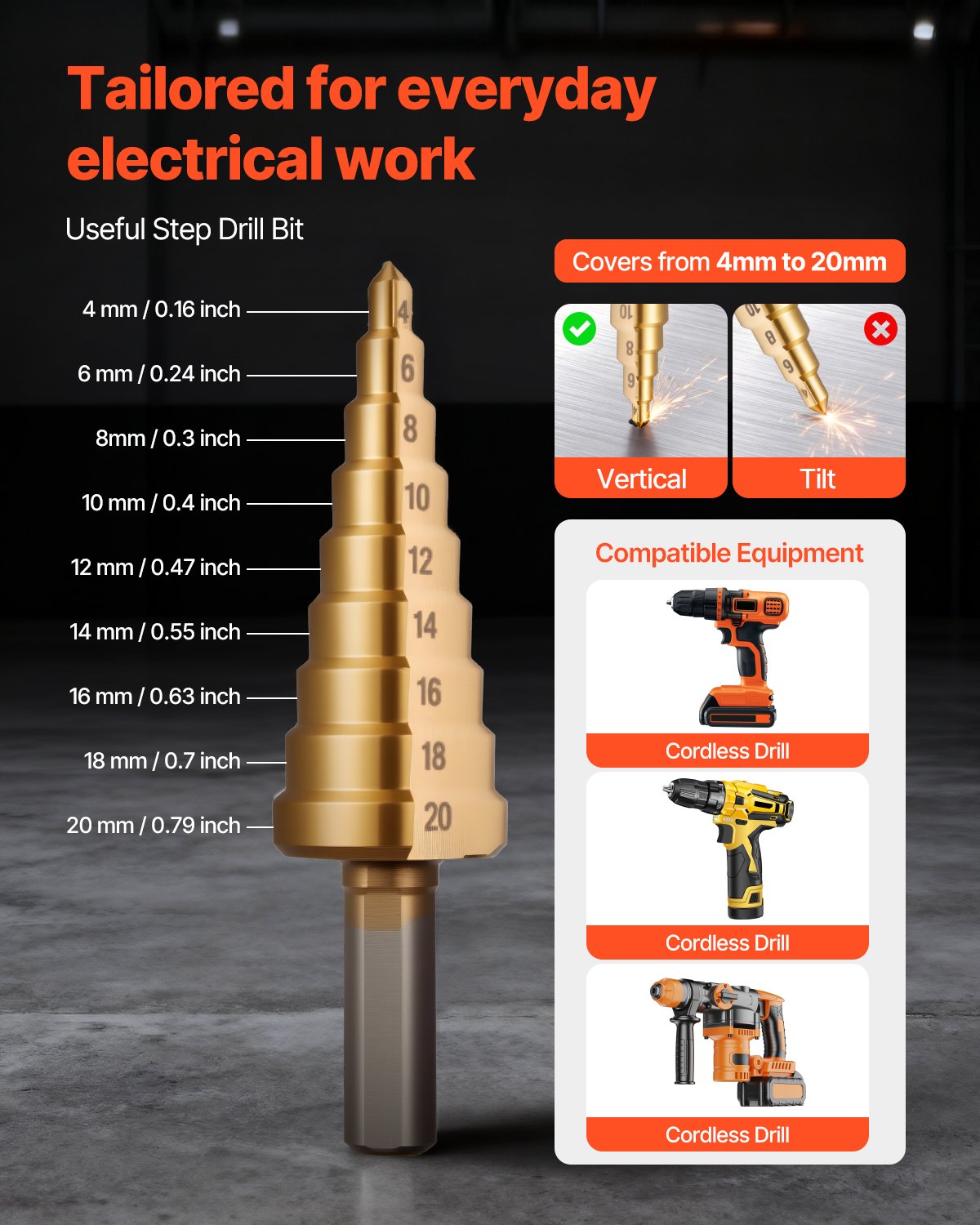 VEVOR Kit di Perforazione Manuale, Set di Punzoni per Espulsione a Cricchetto SLUG-Buster da 1,27 a 5,08 cm, con Chiave a Cricchetto 6 Dimensioni di Matrice, in Acciaio 40Cr Ko per Alluminio